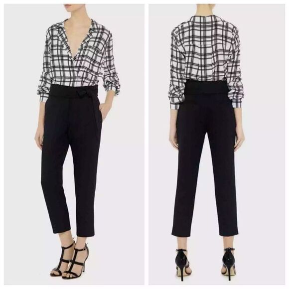 IRO Sheava High Rise Wrap Cropped Paperbag Pants Black - Picture 1 of 5